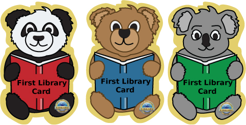 ACLS First Library Card in Red (Panda Bear), Blue (Teddy Bear), or Green (Koala Bear)