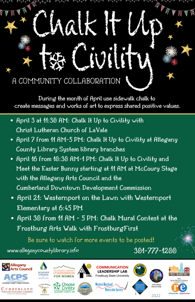 Chalk it Up to Civility events poster with sponsor logos